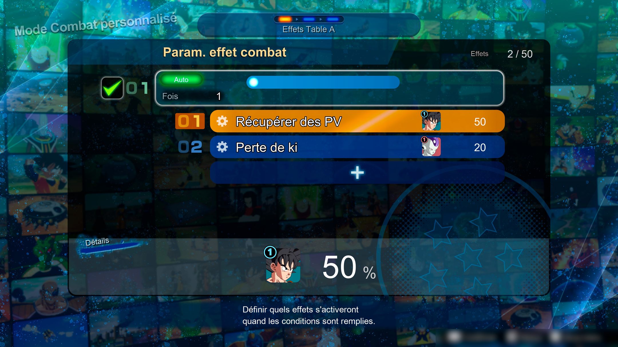 DBSZ Custom Battle Conditional Effect