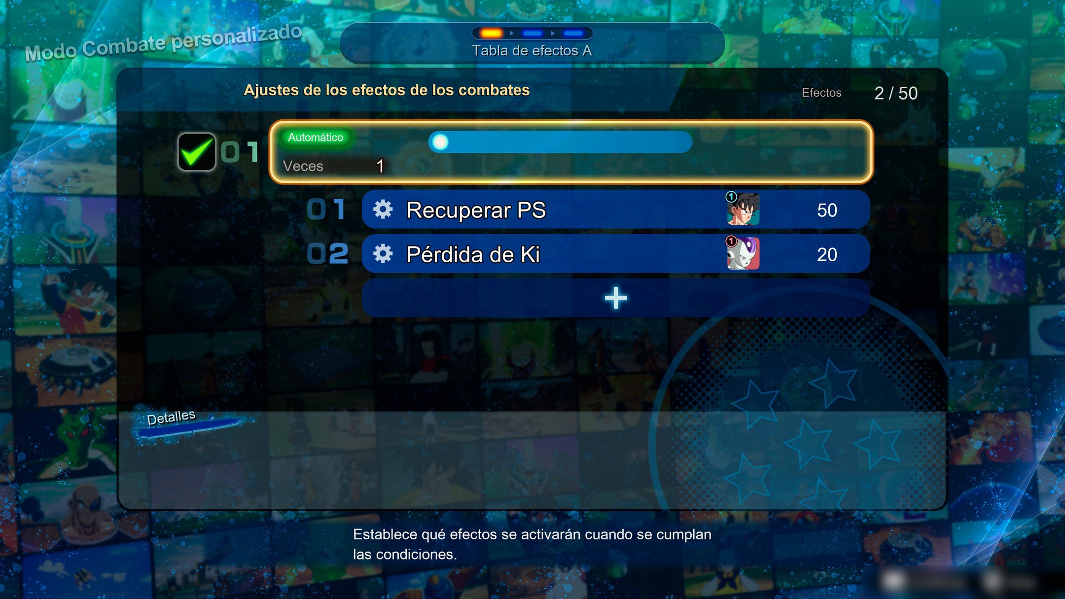 DBSZ Custom Battle Conditional Effect