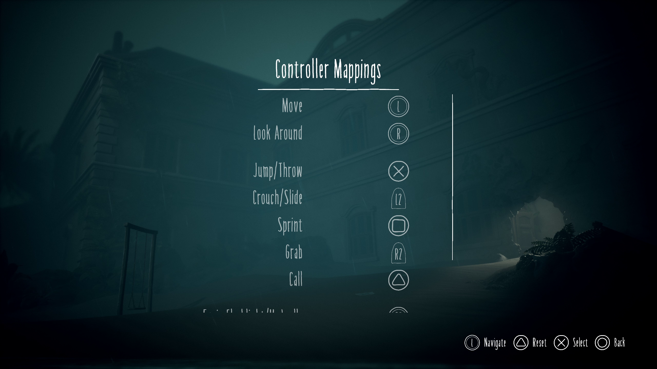 Little Nightmares III input remapping screen showing controller button assignments and controller mappings menu
