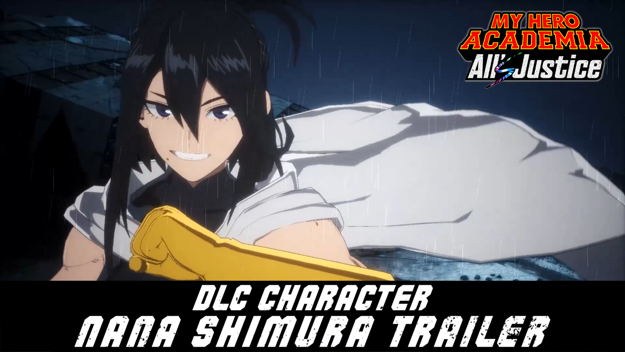 My Hero Academia All Justice DLC character trailer still featuring Nana Shimura in cinematic scene