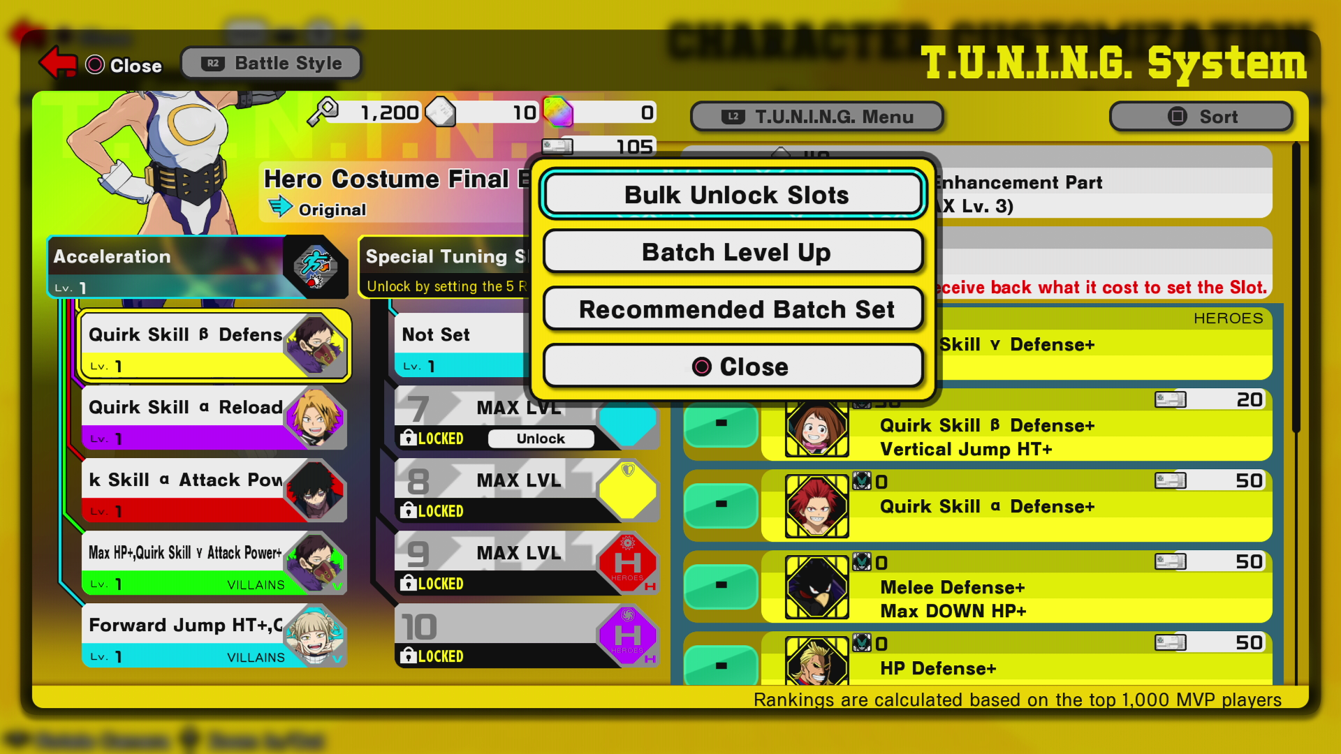 T.U.N.I.N.G. System screen 1