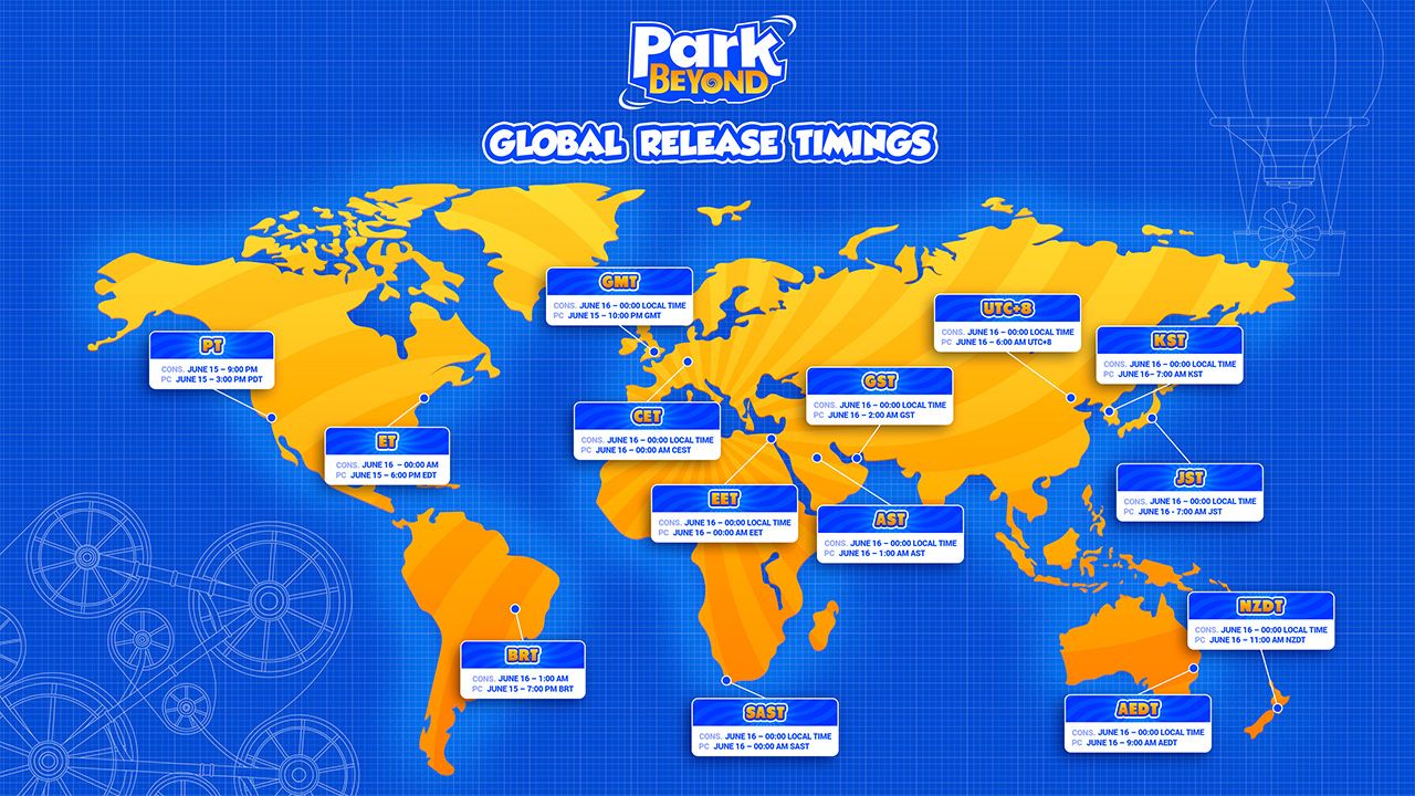 Park Beyond Global Release Timings Map