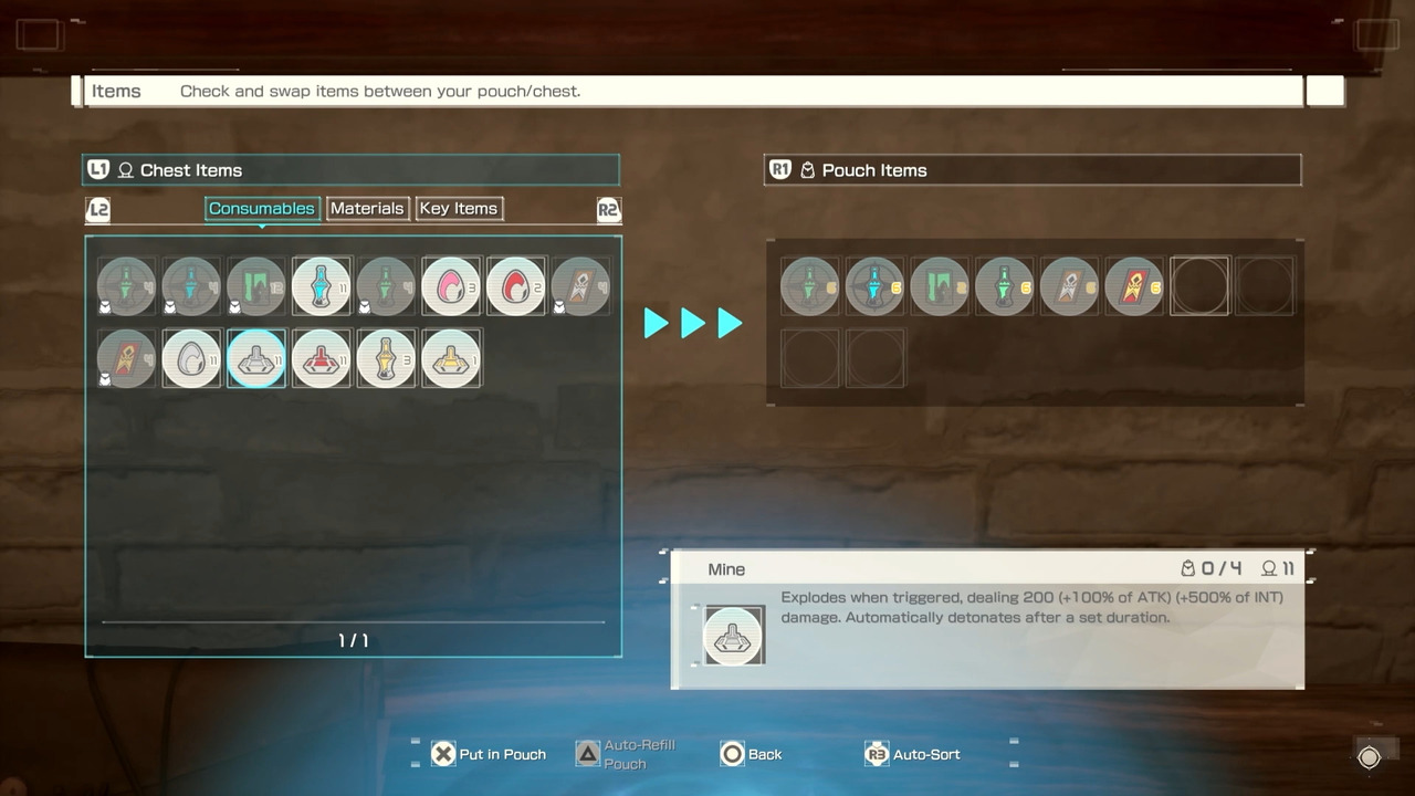 Item Pouch Menu