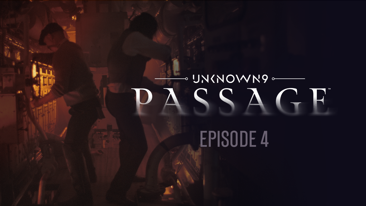 Two men working in the engine room of the SS Talaria.