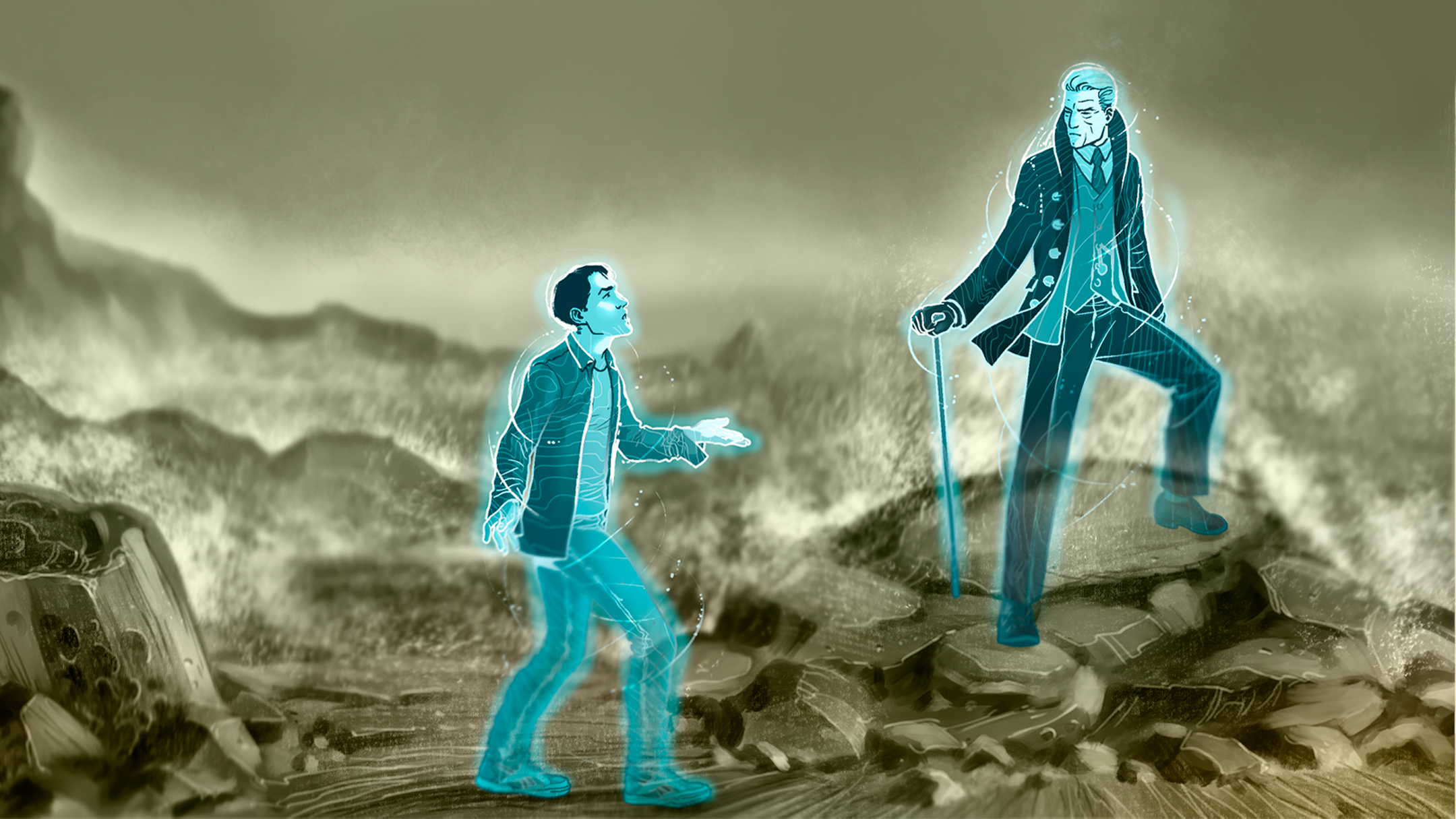 The entrance to a dark cave.