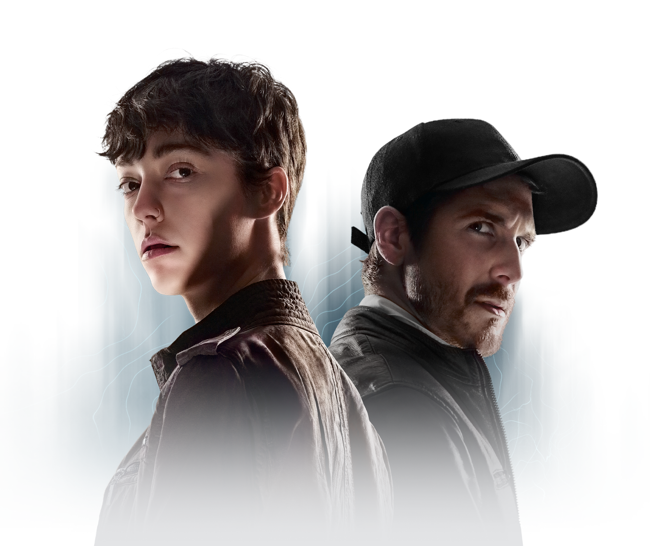 The Unknown 9: Genesis Trilogy's lead protagonist Andie Robertson and journalist Cal Miller.